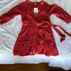 Free People red print tunic women’s XS